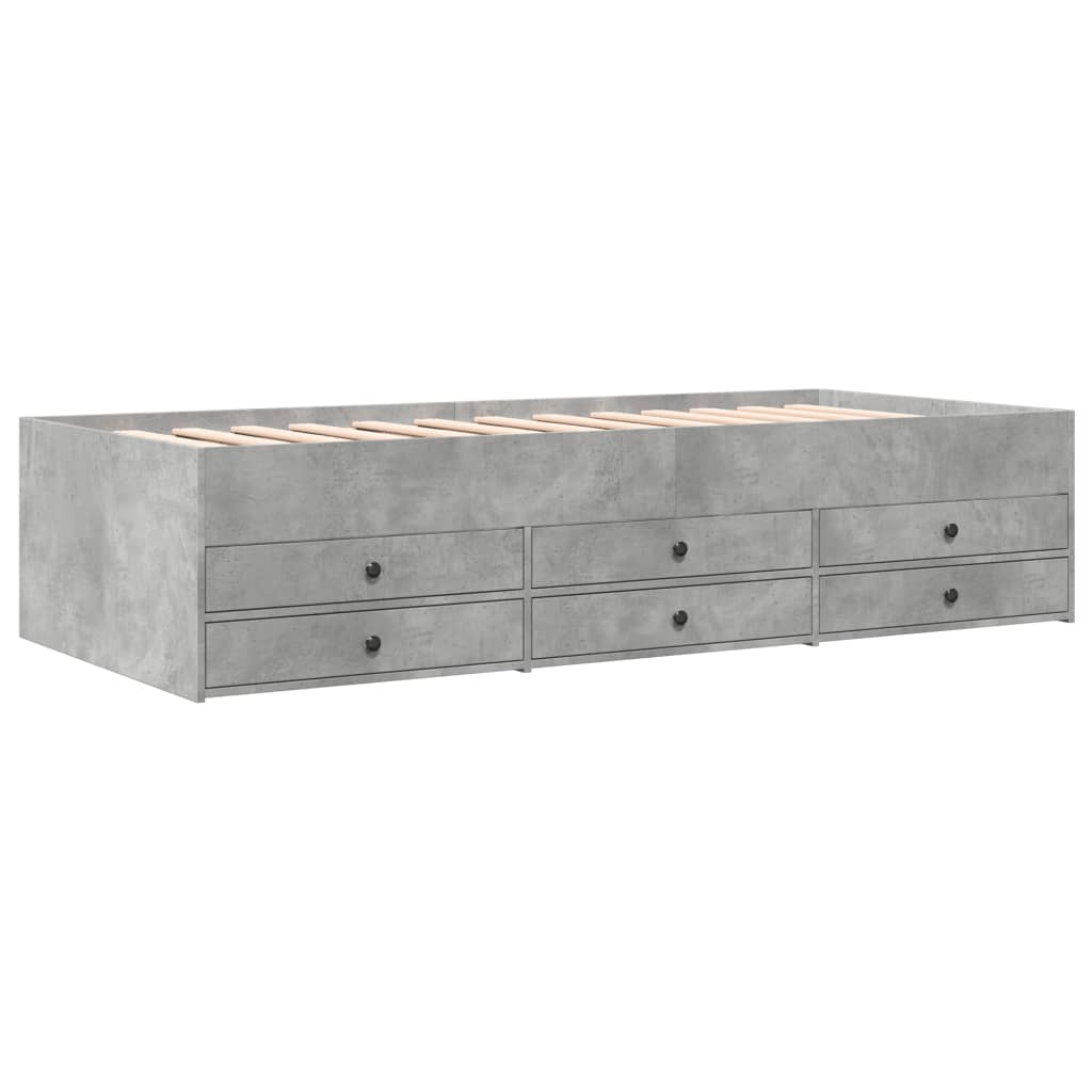 Lit de jour avec tiroirs sans matelas gris béton 90x190 cm - XIOS