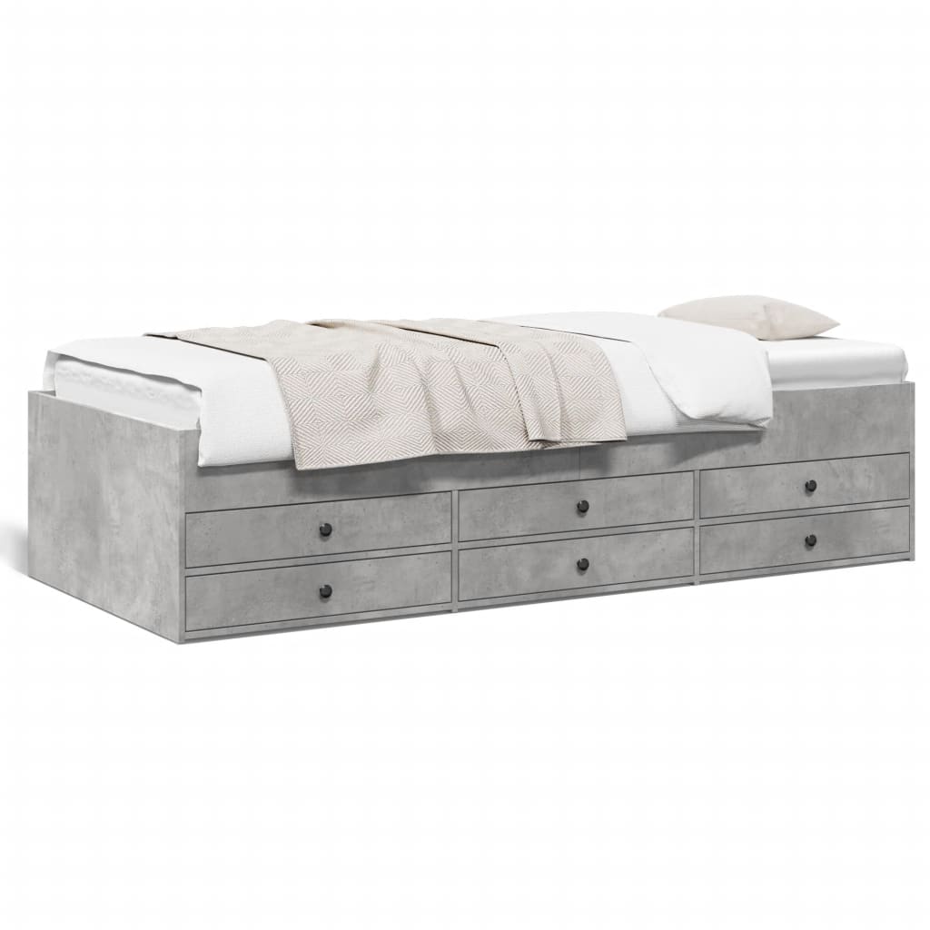 Lit de jour avec tiroirs sans matelas gris béton 75x190 cm - XIOS