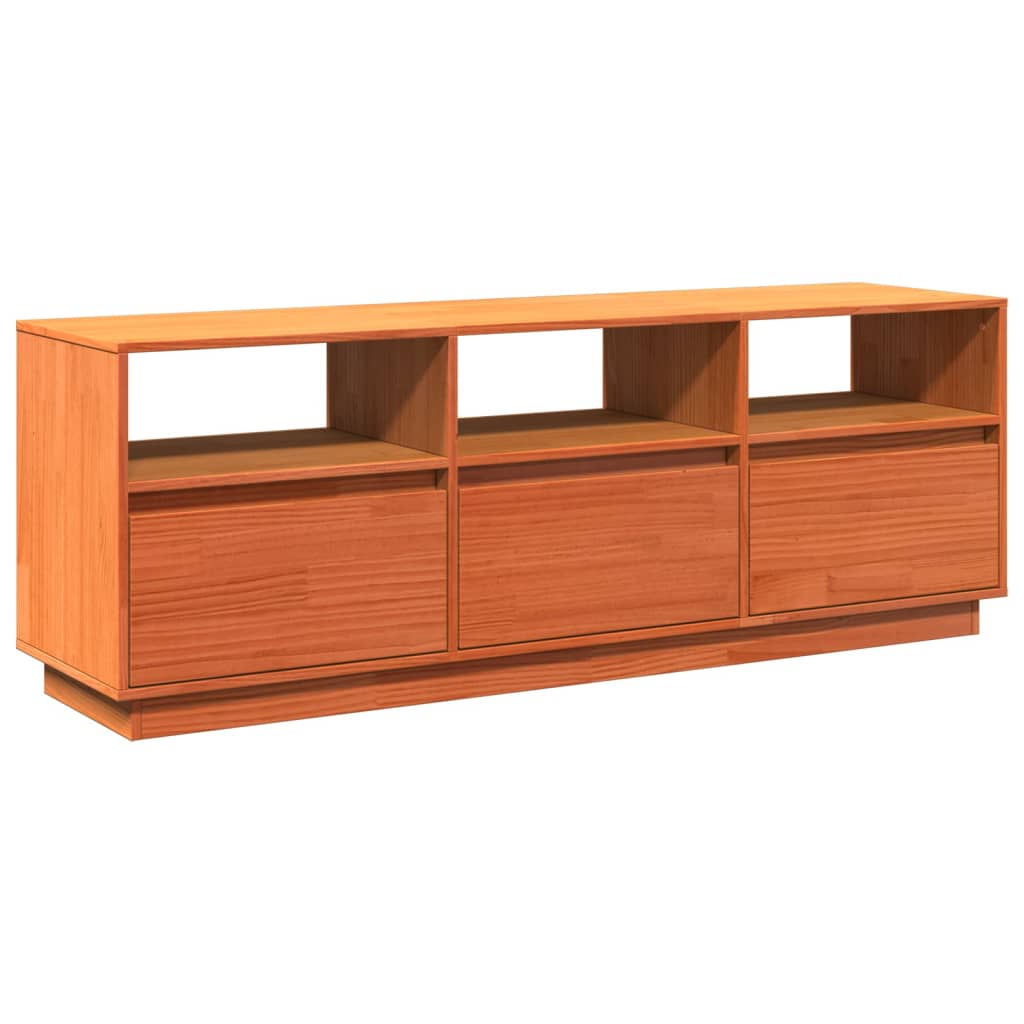 Meuble TV cire marron 140x37x50 cm bois pin massif - XIOS