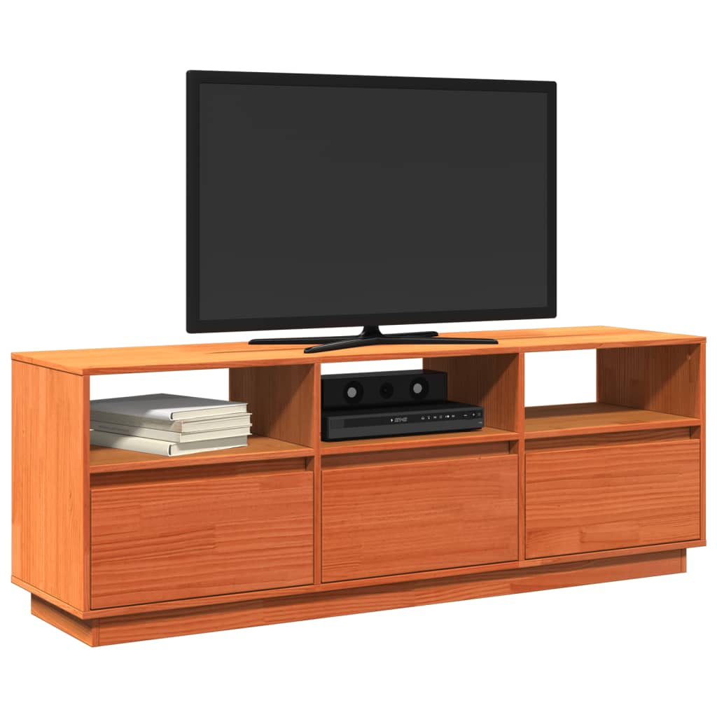 Meuble TV cire marron 140x37x50 cm bois pin massif - XIOS