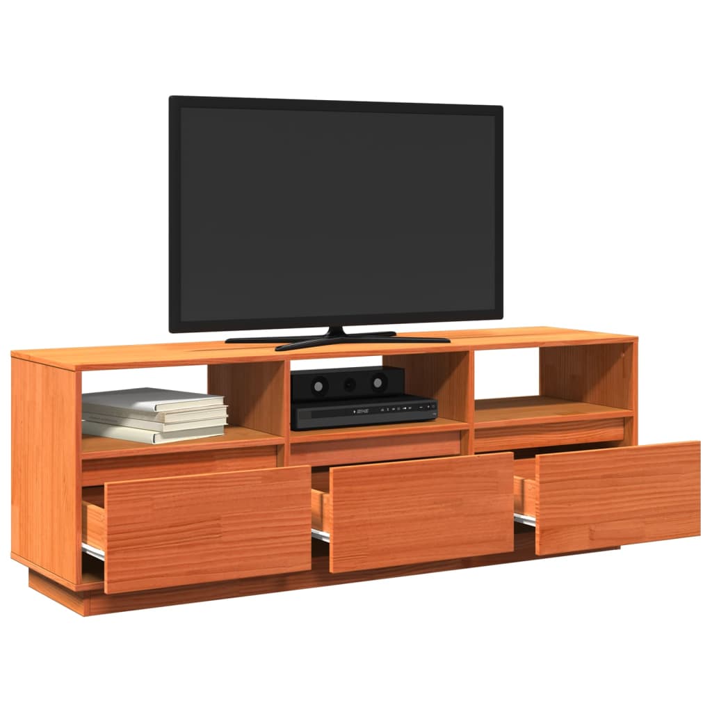 Meuble TV cire marron 140x37x50 cm bois pin massif - XIOS