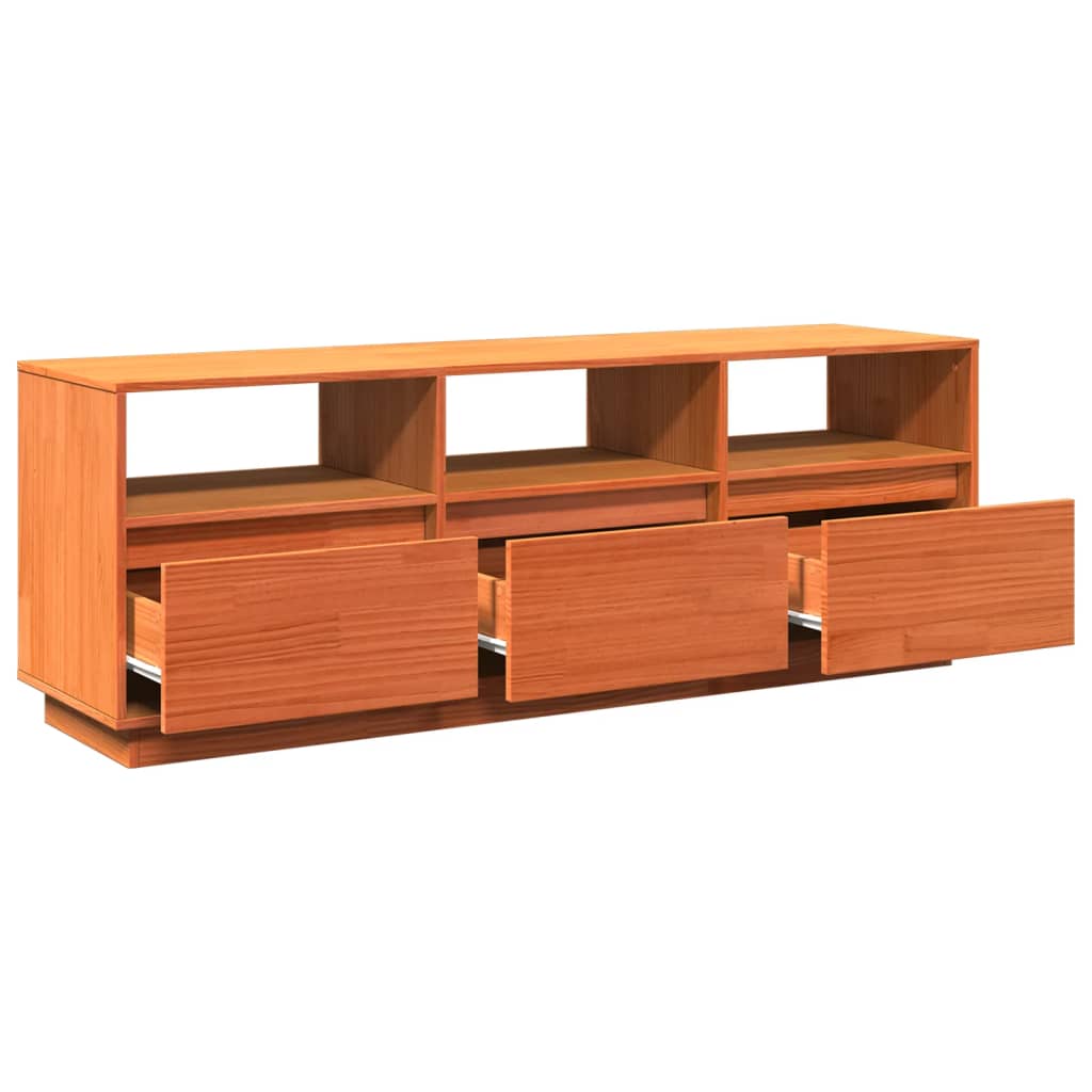 Meuble TV cire marron 140x37x50 cm bois pin massif - XIOS