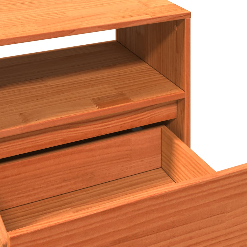 Meuble TV cire marron 140x37x50 cm bois pin massif - XIOS