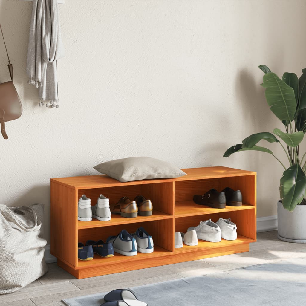 Armoire à chaussures cire marron 110x34x45 cm bois pin massif - XIOS