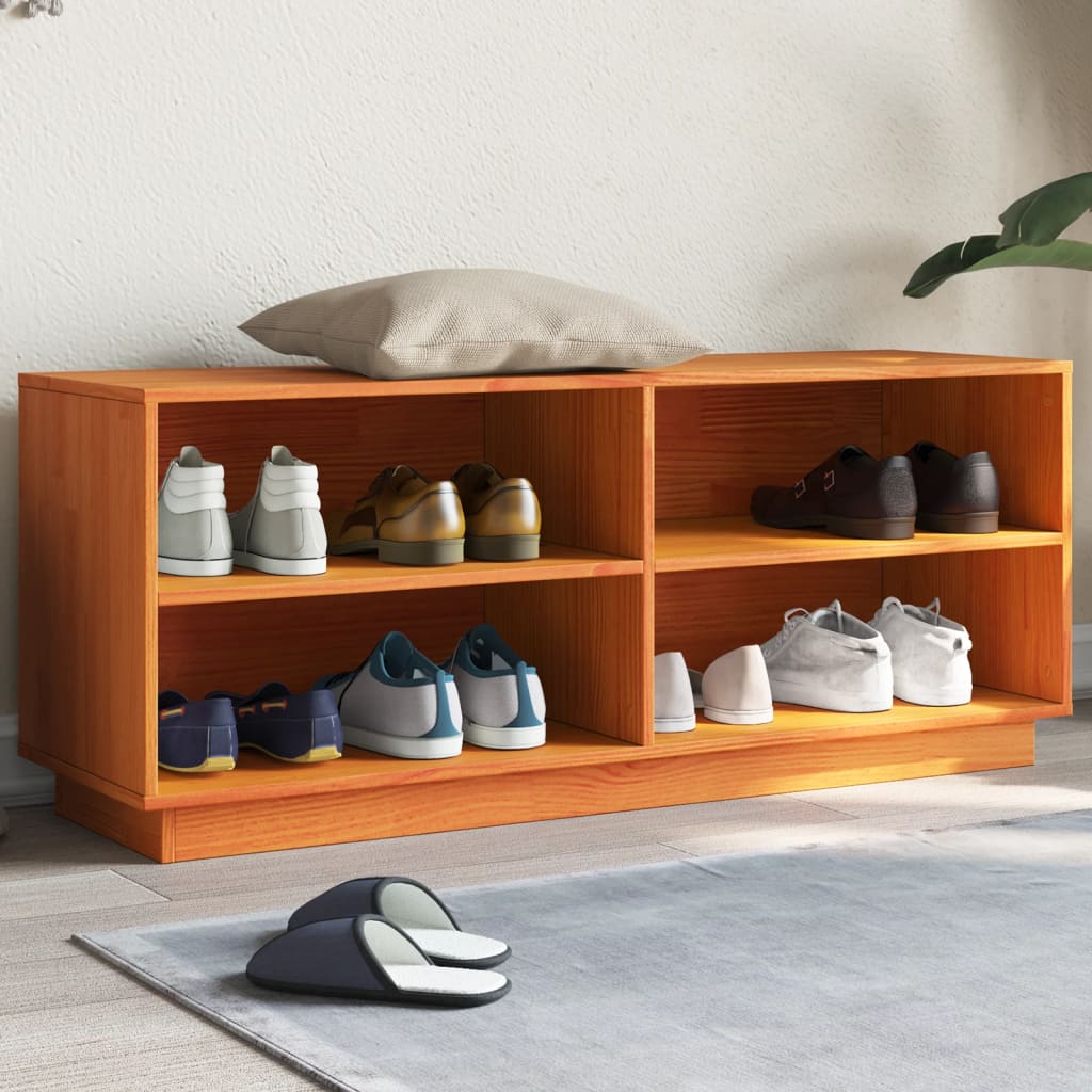Armoire à chaussures cire marron 110x34x45 cm bois pin massif - XIOS