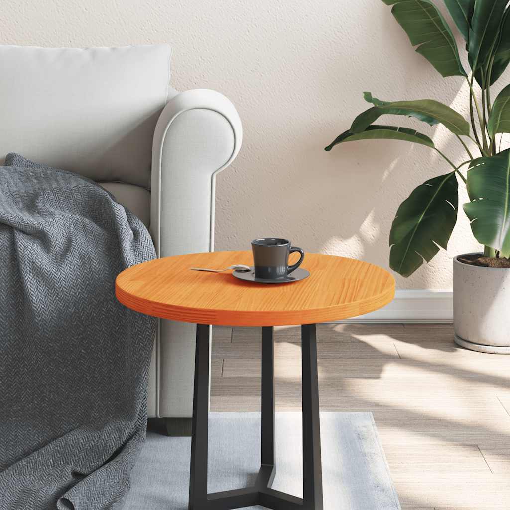 Dessus de table rond cire marron Ø50x2,5 cm bois de pin massif - XIOS