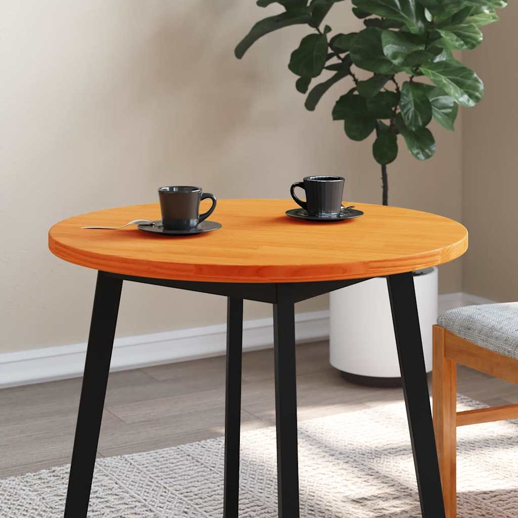 Dessus de table rond cire marron Ø70x2,5 cm bois de pin massif - XIOS