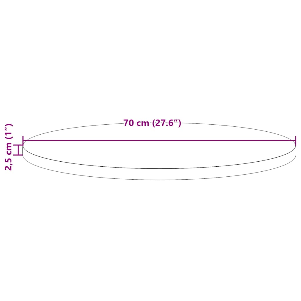 Dessus de table rond cire marron Ø70x2,5 cm bois de pin massif - XIOS