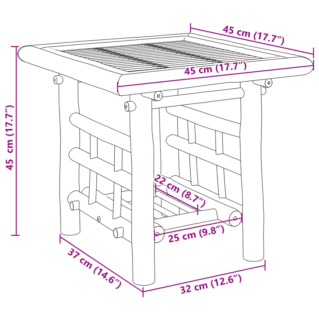 Table d’appoint 45x45x45 cm bambou - XIOS