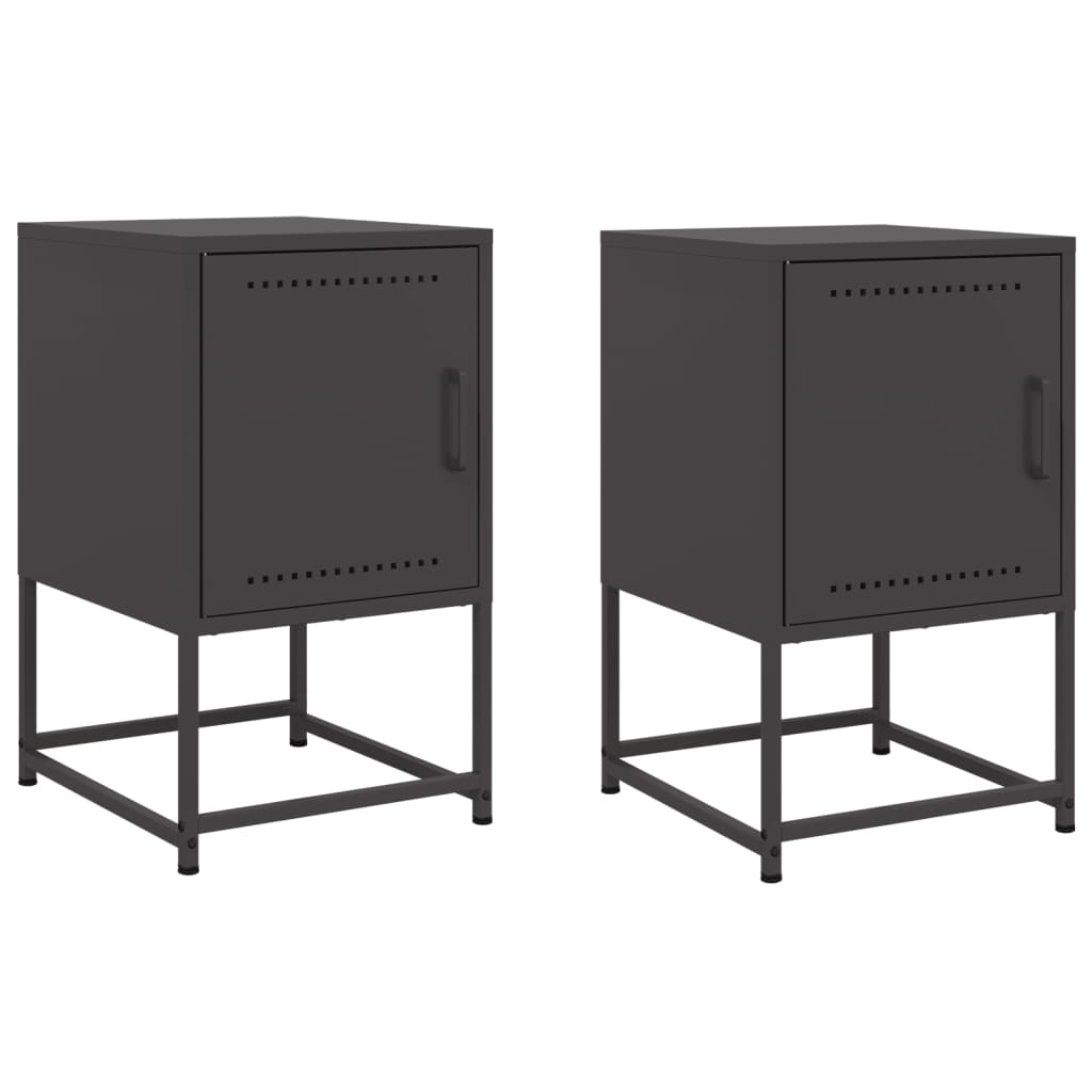Tables de chevet 2 pcs noir 36x39x60,5 cm acier - XIOS
