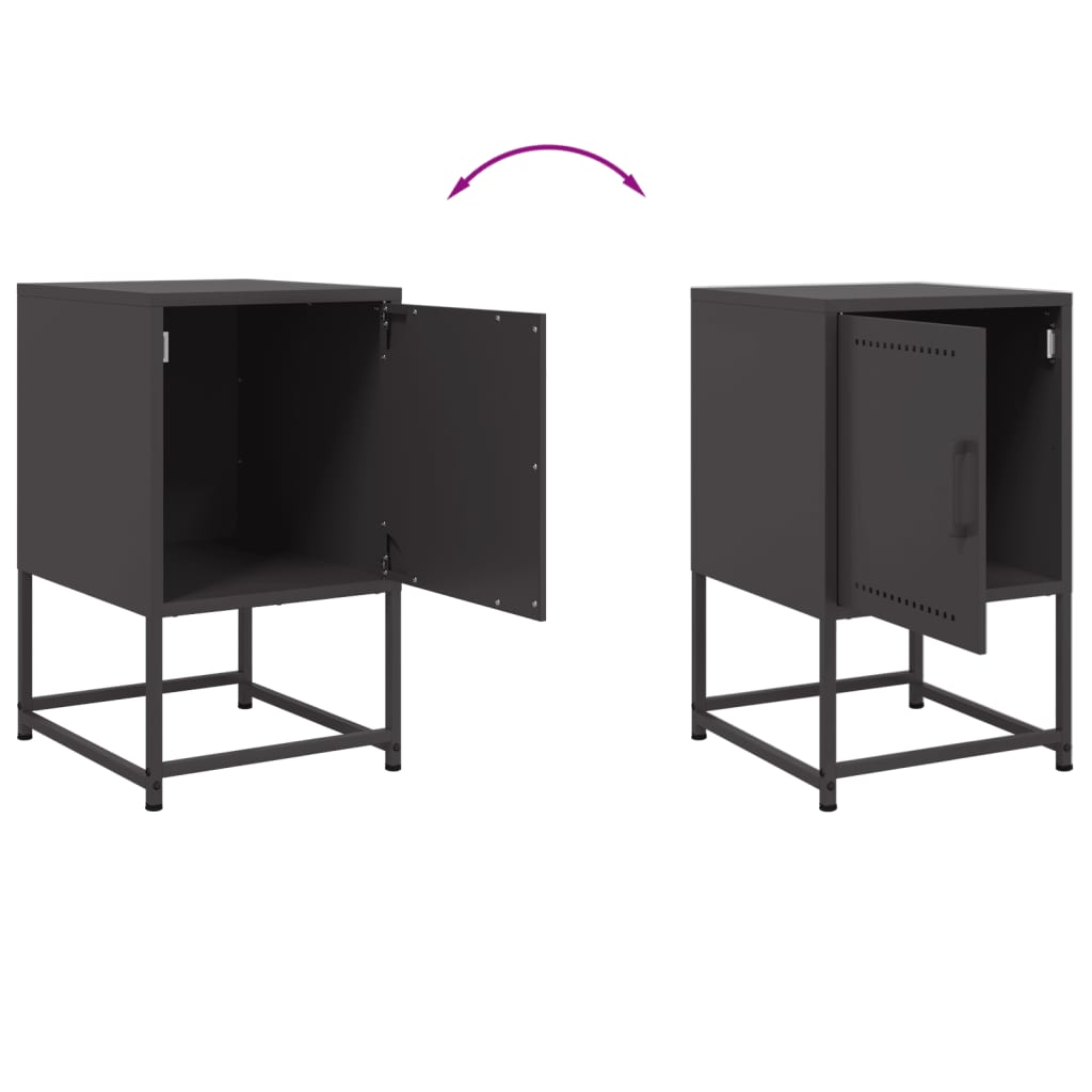 Tables de chevet 2 pcs noir 36x39x60,5 cm acier - XIOS