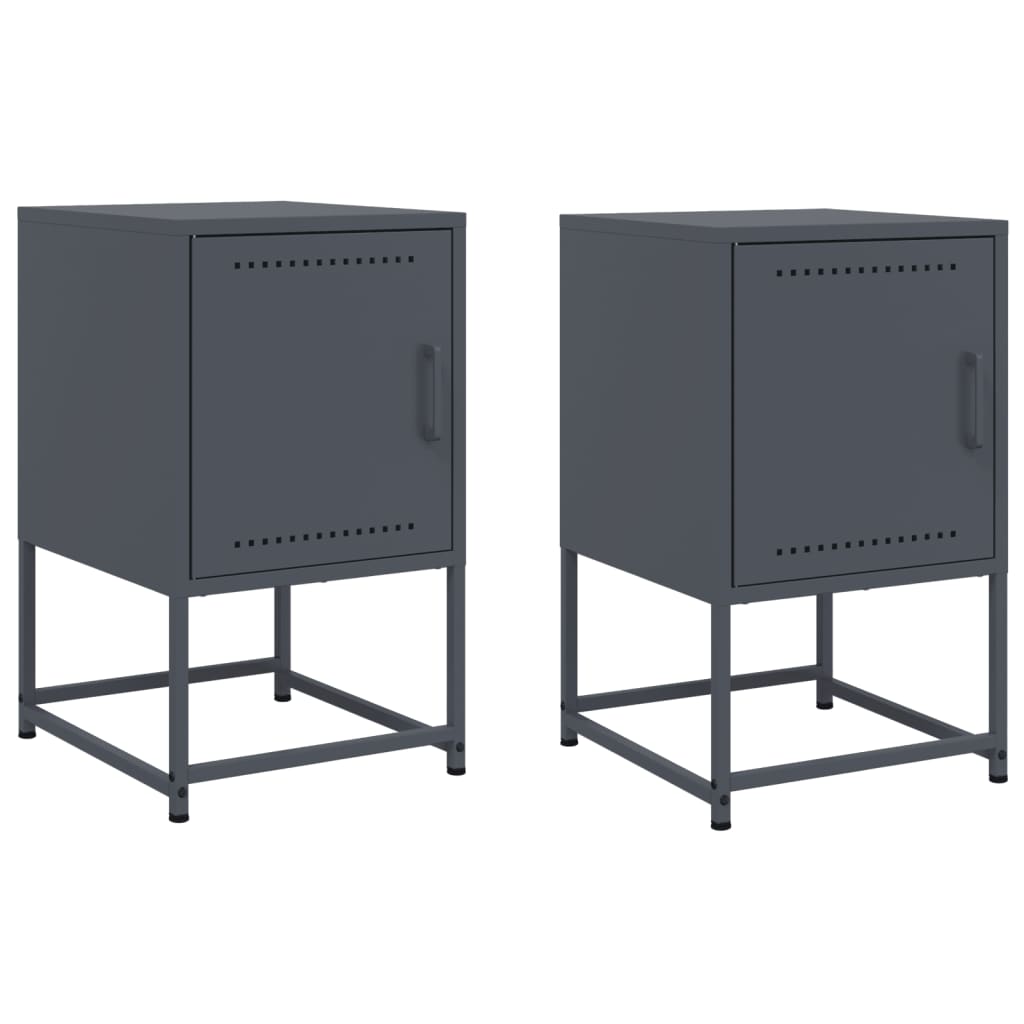Tables de chevet 2 pcs anthracite 36x39x60,5 cm acier