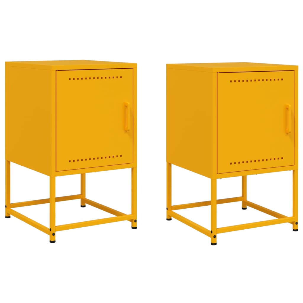 Tables de chevet 2 pcs jaune moutarde 36x39x60,5 cm acier