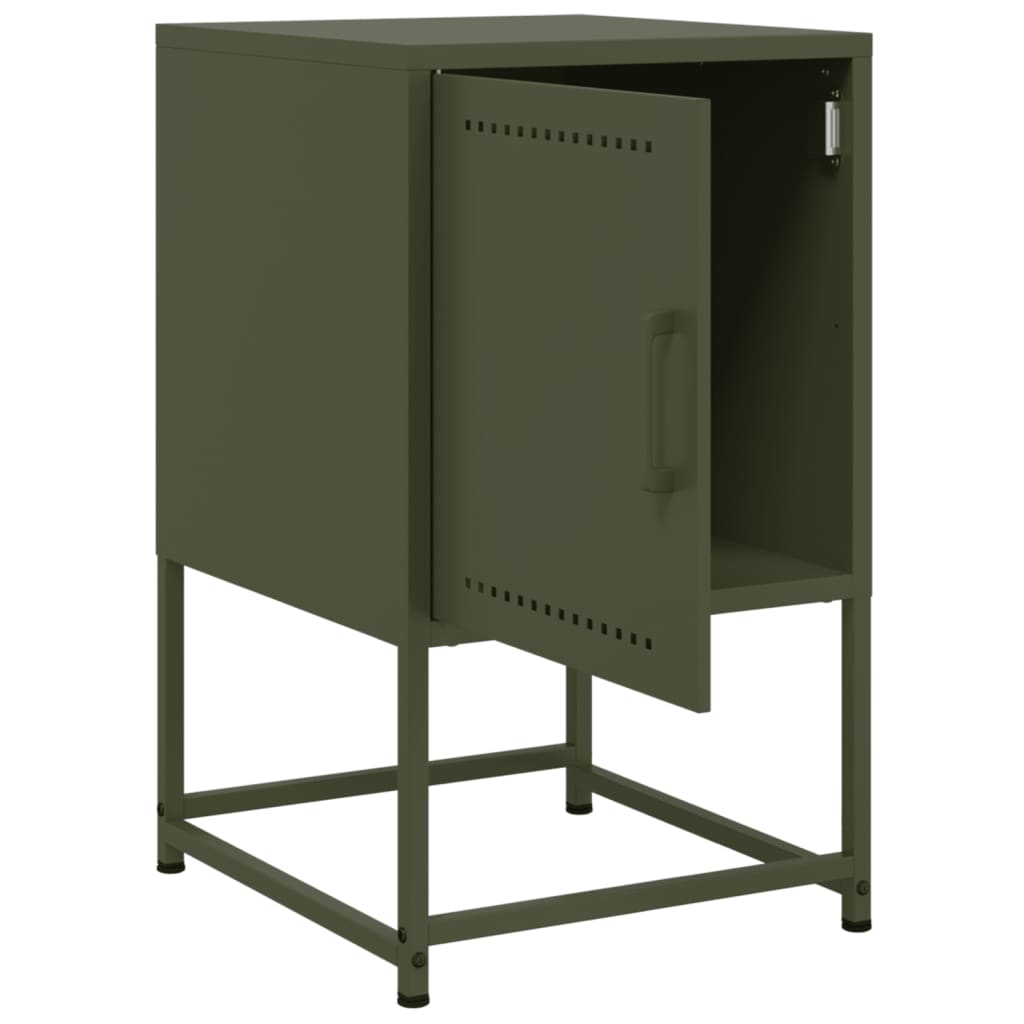 Tables de chevet 2 pcs noir vert olive 36x39x60,5 cm acier