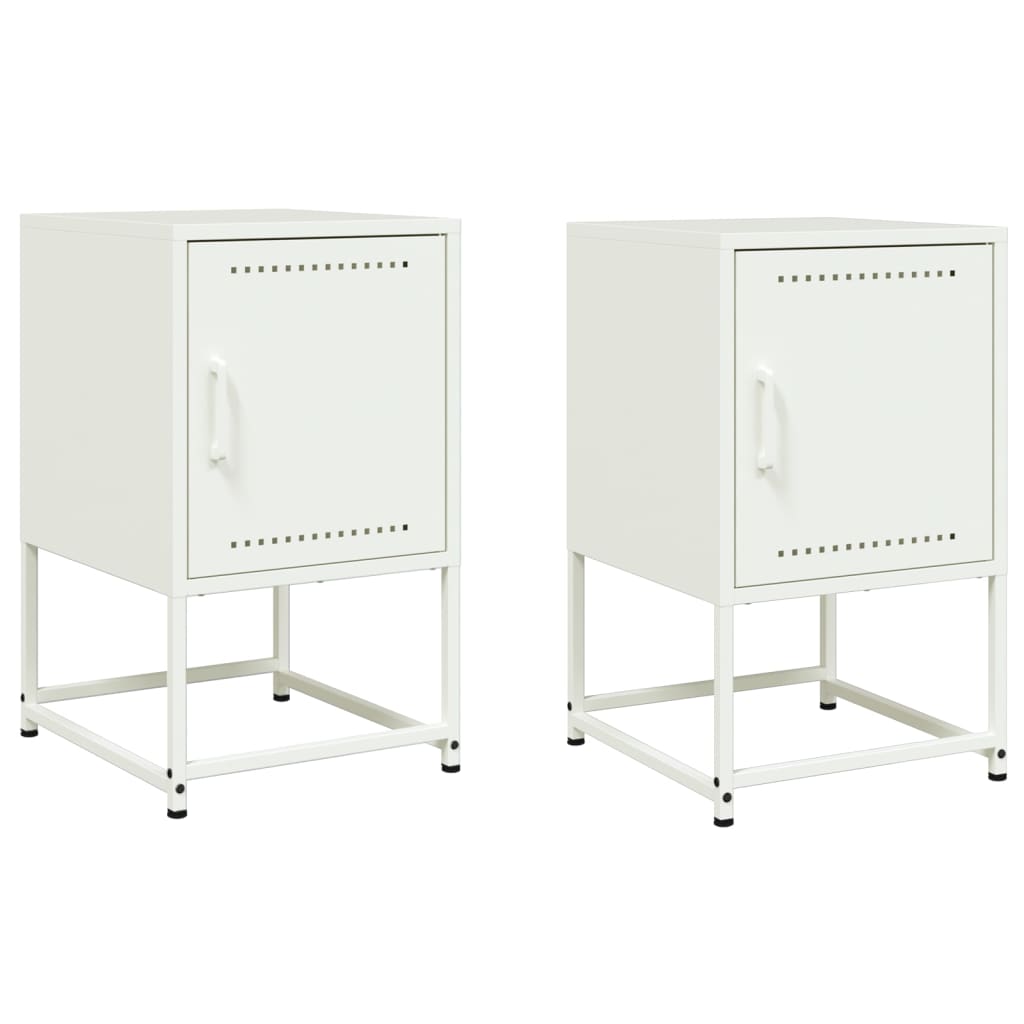 Tables de chevet 2 pcs blanc 36x39x60,5 cm acier
