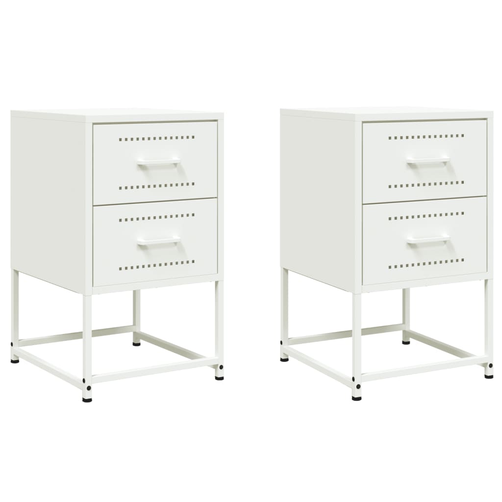 Tables de chevet 2 pcs blanc 36x39x60,5 cm acier - XIOS