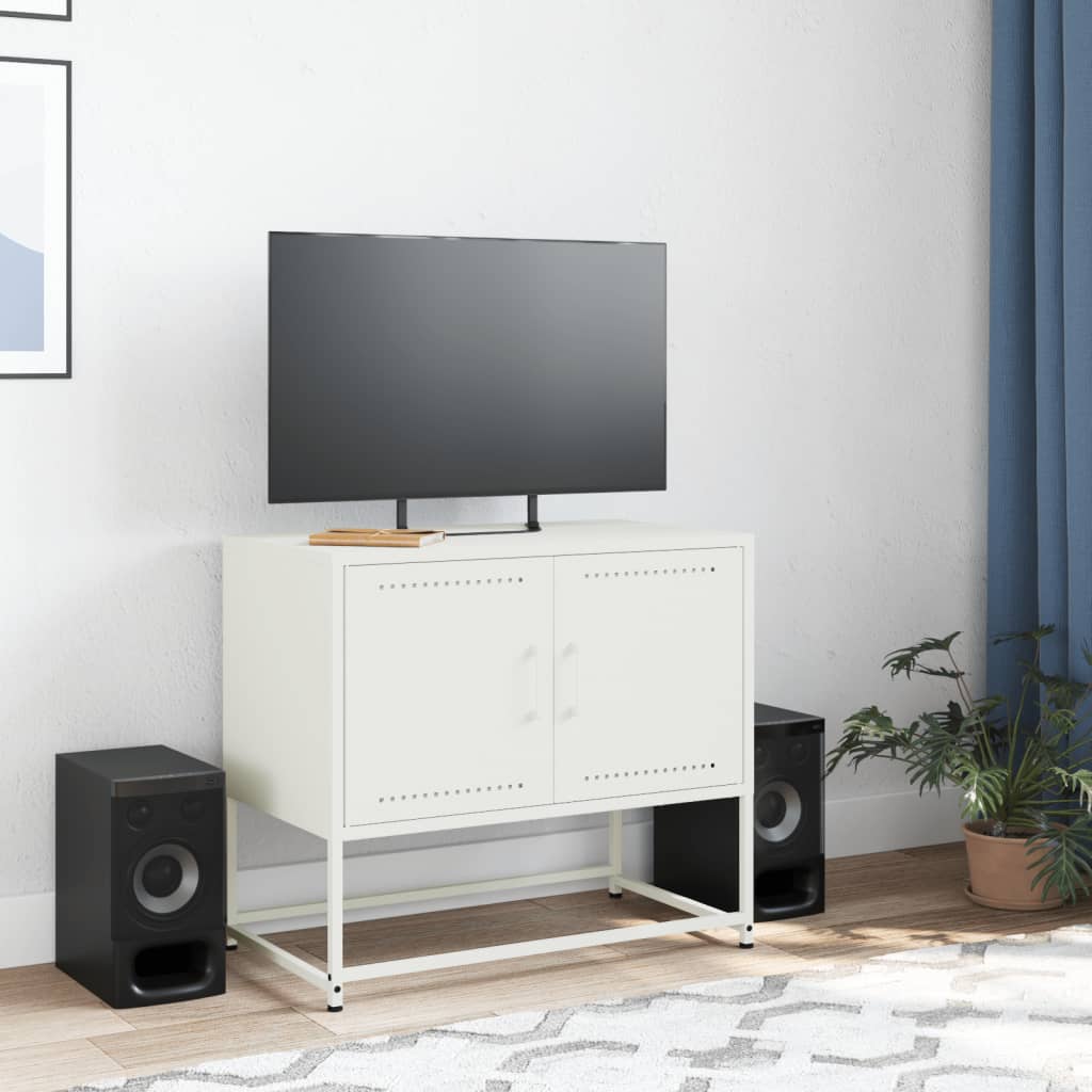 Meuble TV blanc 68,5x39x60,5 cm acier - XIOS