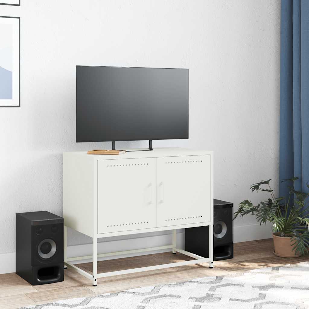 Meuble TV blanc 68,5x39x60,5 cm acier - XIOS