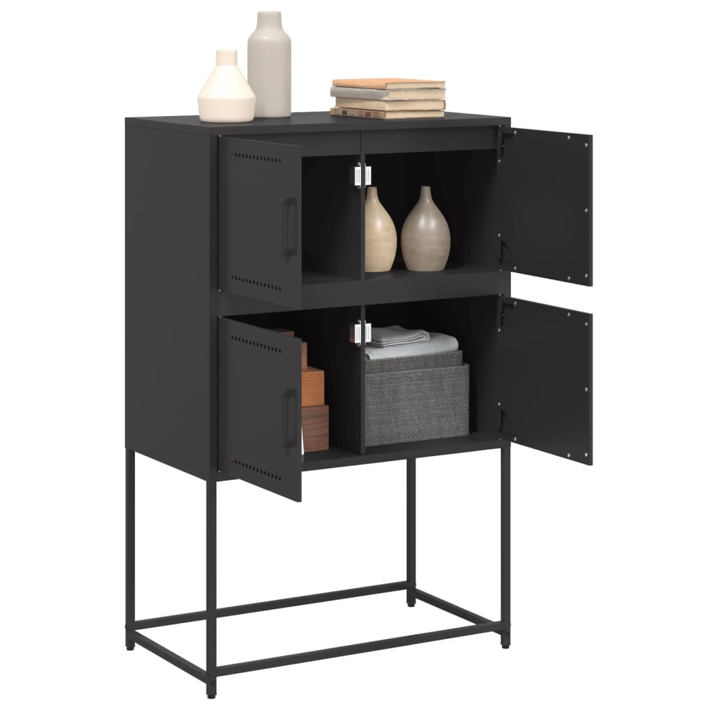 Buffet noir 68,5x38,5x107 cm acier - XIOS