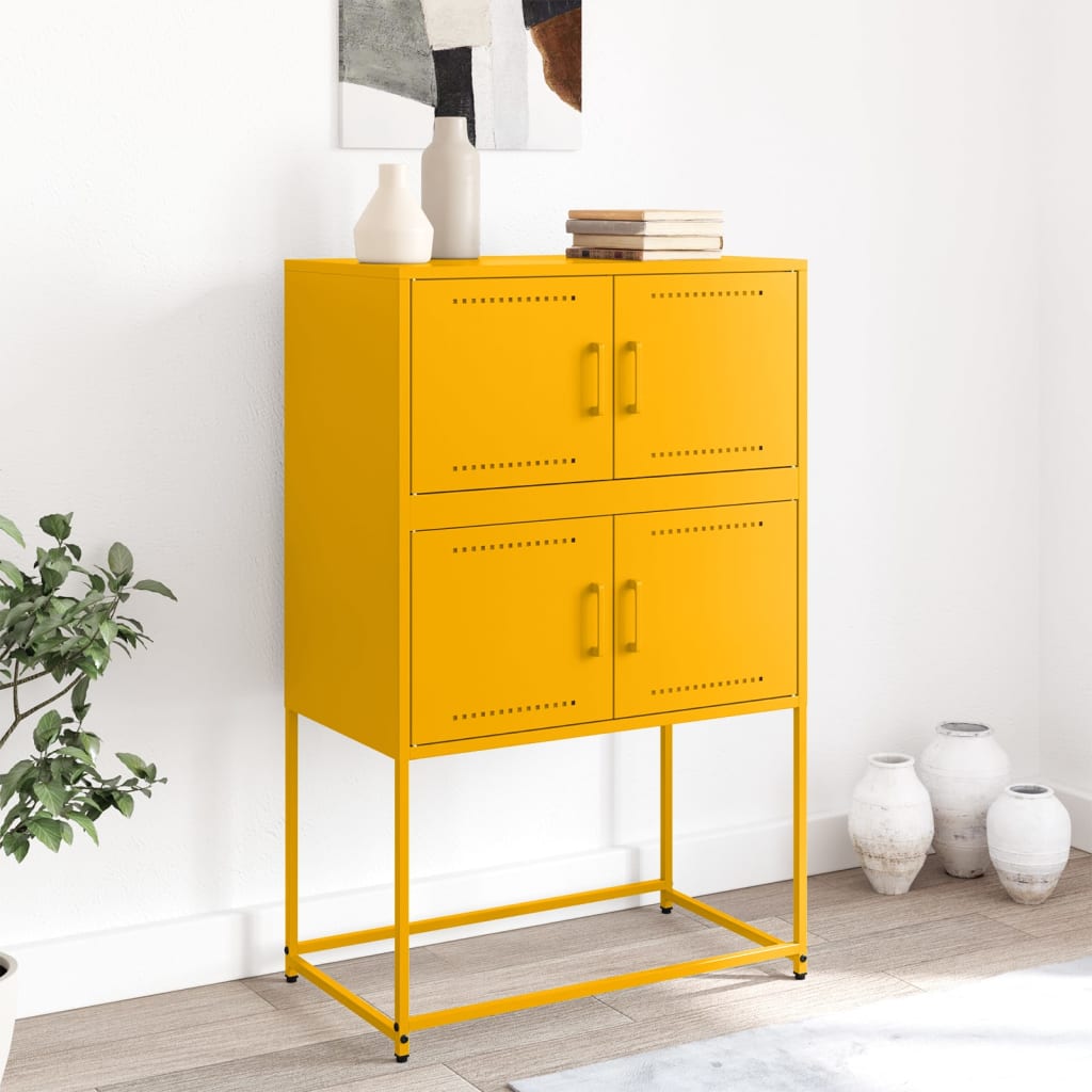 Buffet jaune moutarde 68,5x38,5x107 cm acier - XIOS