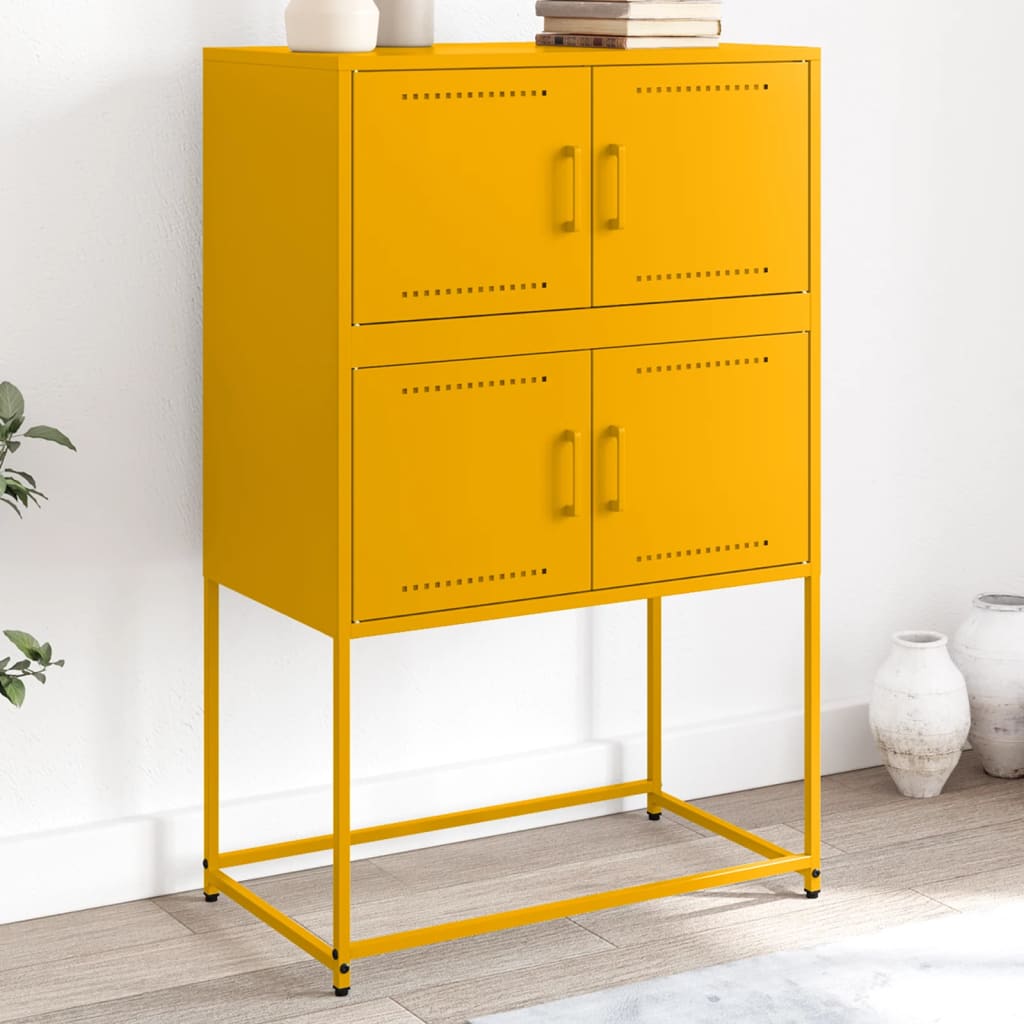 Buffet jaune moutarde 68,5x38,5x107 cm acier - XIOS