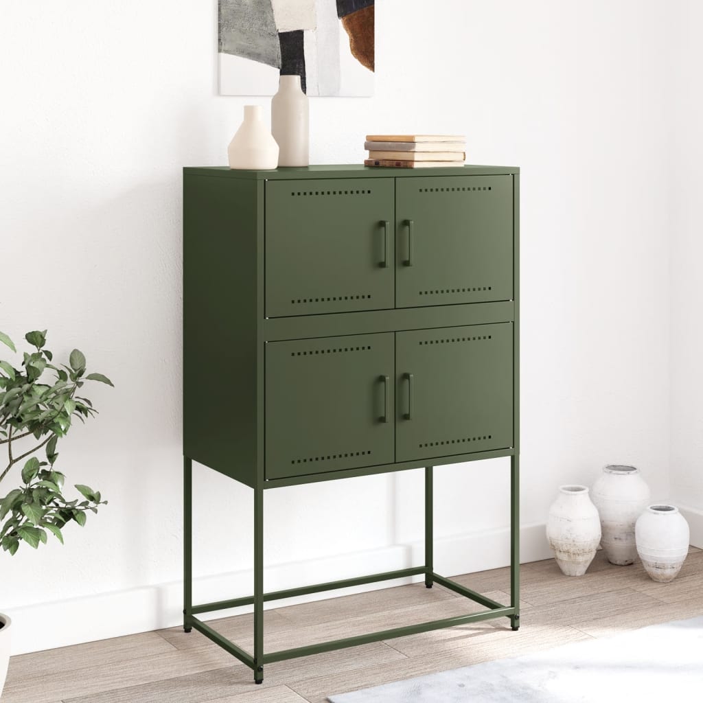 Buffet vert olive 68,5x38,5x107 cm acier - XIOS