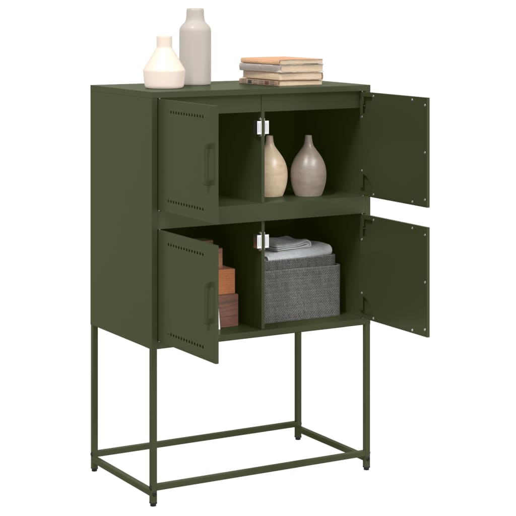 Buffet vert olive 68,5x38,5x107 cm acier - XIOS