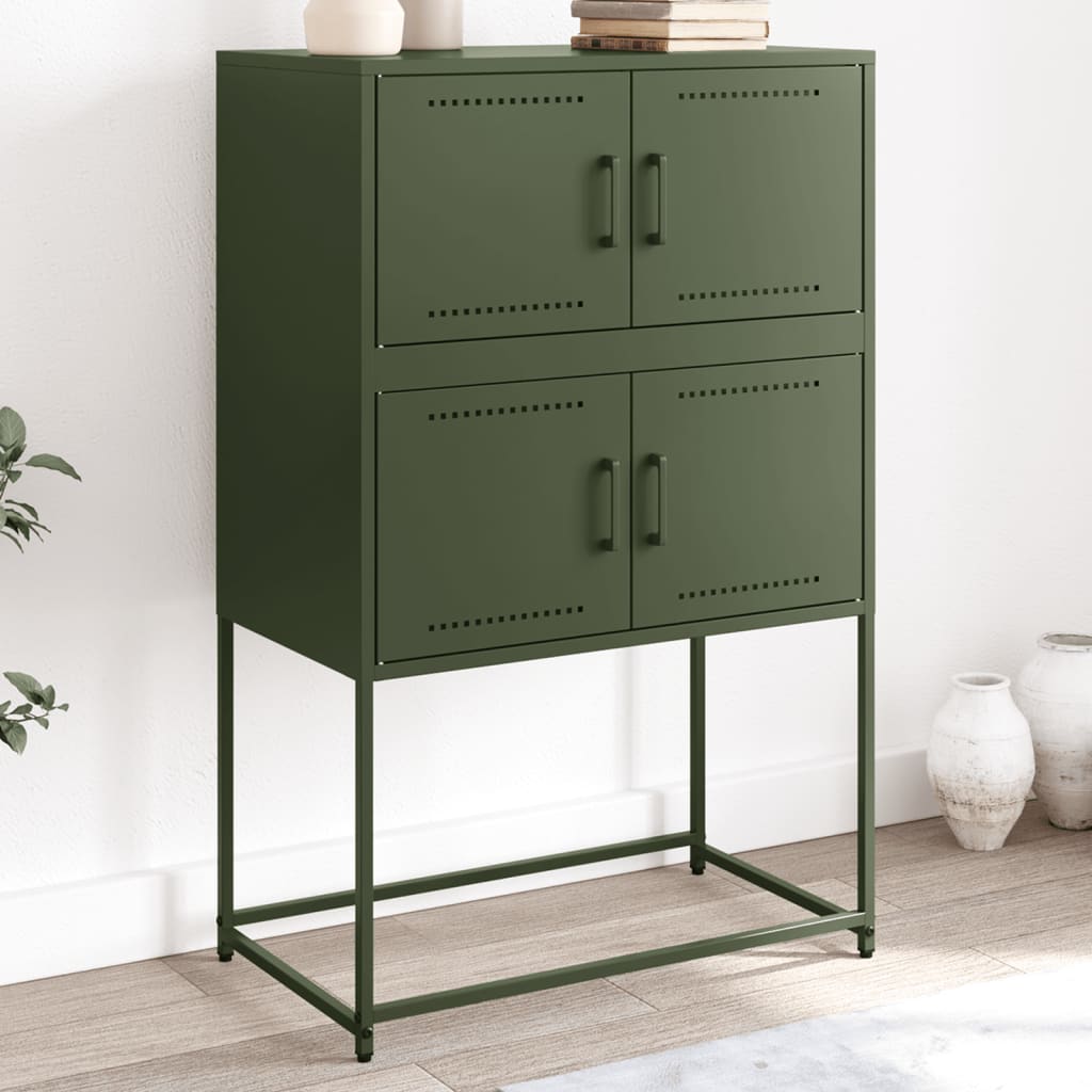 Buffet vert olive 68,5x38,5x107 cm acier - XIOS