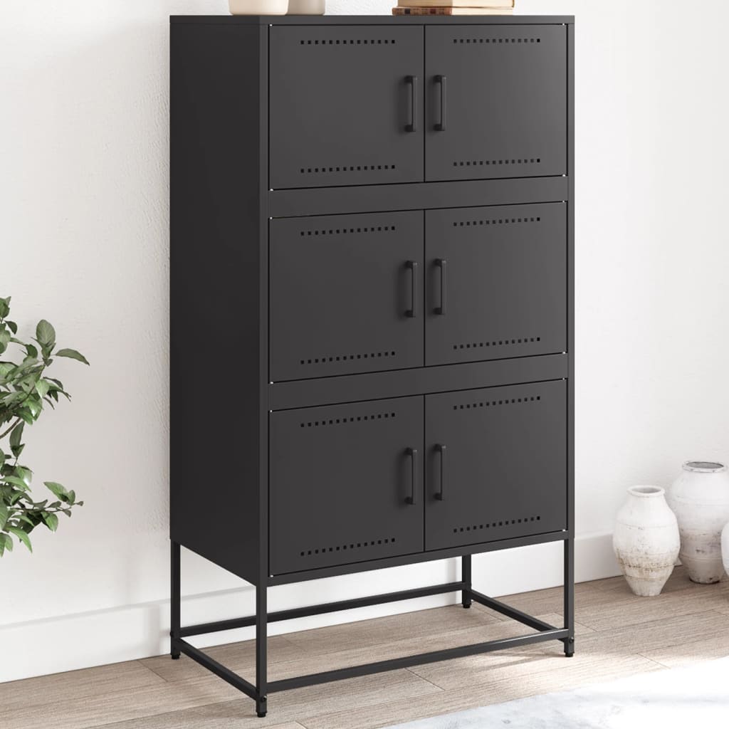 Buffet noir 68,5x38,5x123,5 cm acier - XIOS