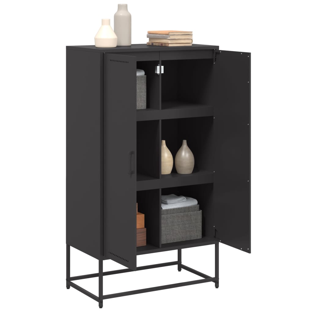 Buffet haut noir 68,5x38,5x123,5 cm acier - XIOS