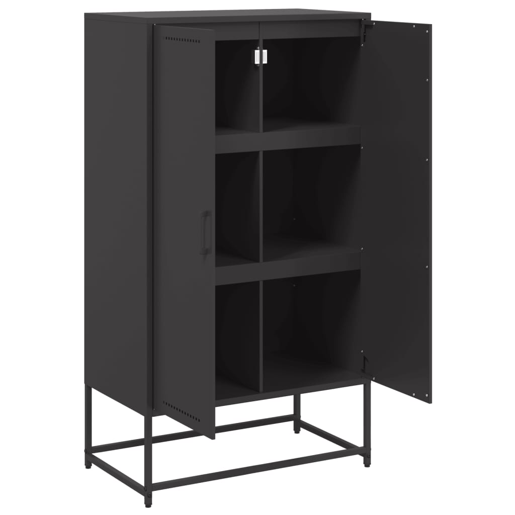 Buffet haut noir 68,5x38,5x123,5 cm acier - XIOS
