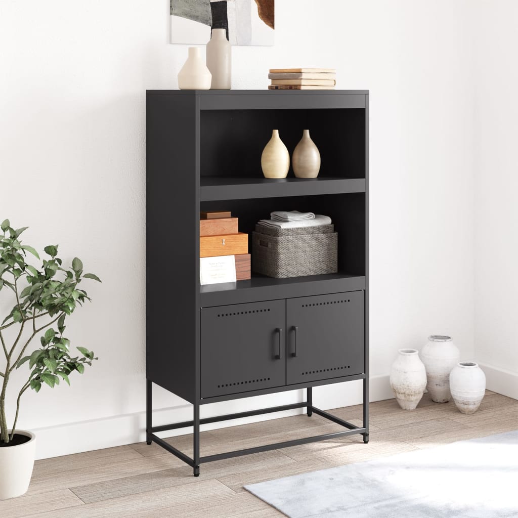Buffet haut noir 68,5x38,5x123,5 cm acier - XIOS