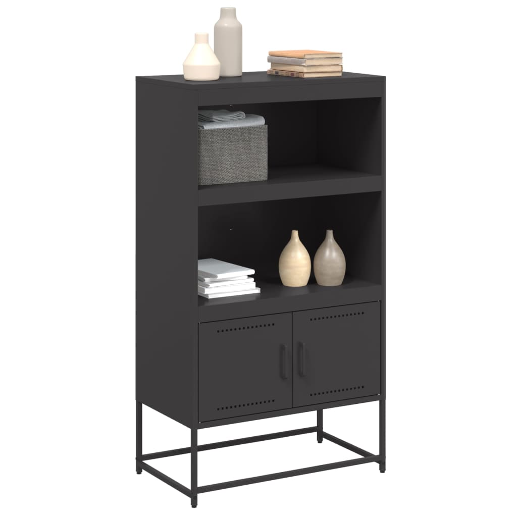 Buffet haut noir 68,5x38,5x123,5 cm acier - XIOS