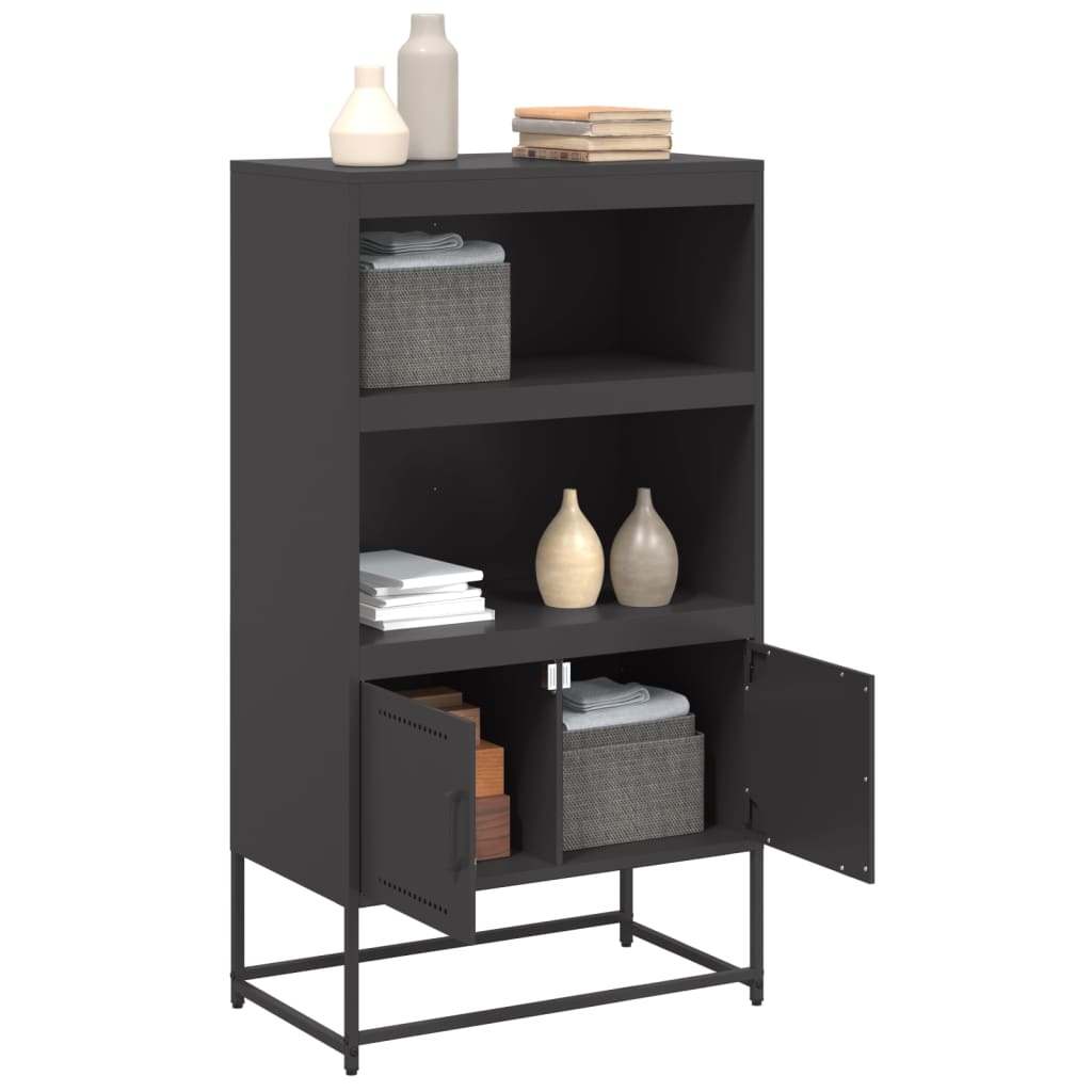 Buffet haut noir 68,5x38,5x123,5 cm acier - XIOS