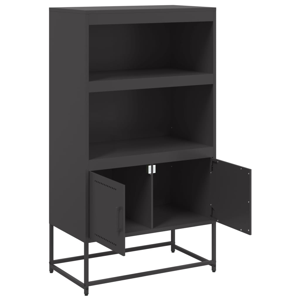 Buffet haut noir 68,5x38,5x123,5 cm acier - XIOS