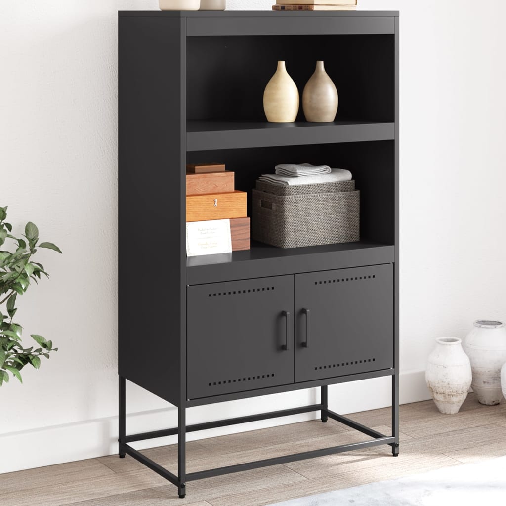 Buffet haut noir 68,5x38,5x123,5 cm acier - XIOS