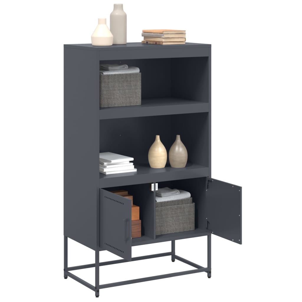 Buffet haut anthracite 68,5x38,5x123,5 cm acier - XIOS