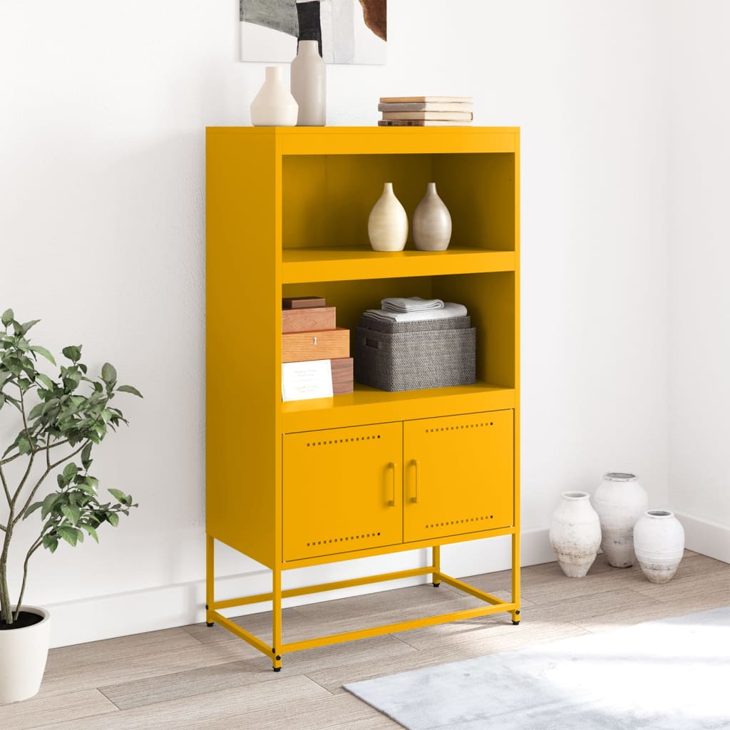 Buffet haut jaune moutarde 68,5x38,5x123,5 cm acier - XIOS