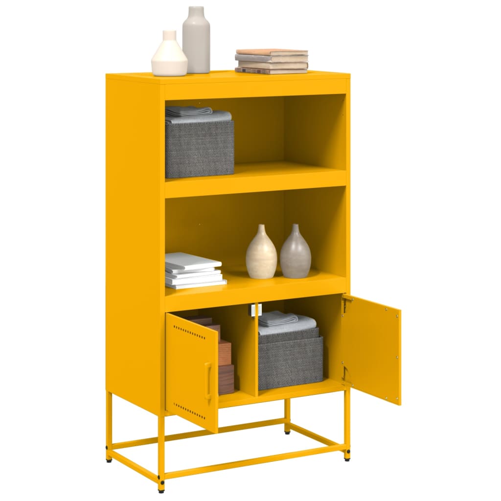 Buffet haut jaune moutarde 68,5x38,5x123,5 cm acier - XIOS