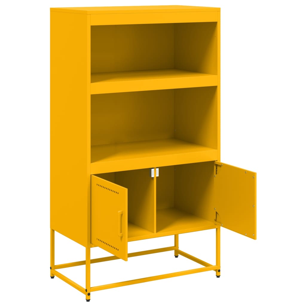 Buffet haut jaune moutarde 68,5x38,5x123,5 cm acier - XIOS