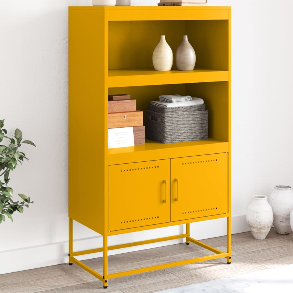 Buffet haut jaune moutarde 68,5x38,5x123,5 cm acier - XIOS