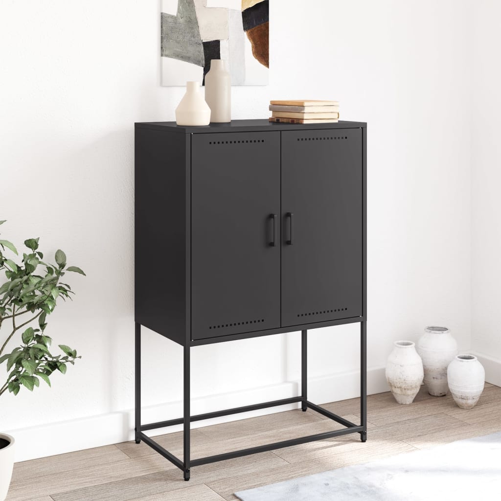 Buffet haut noir 68,5x38,5x107 cm acier - XIOS