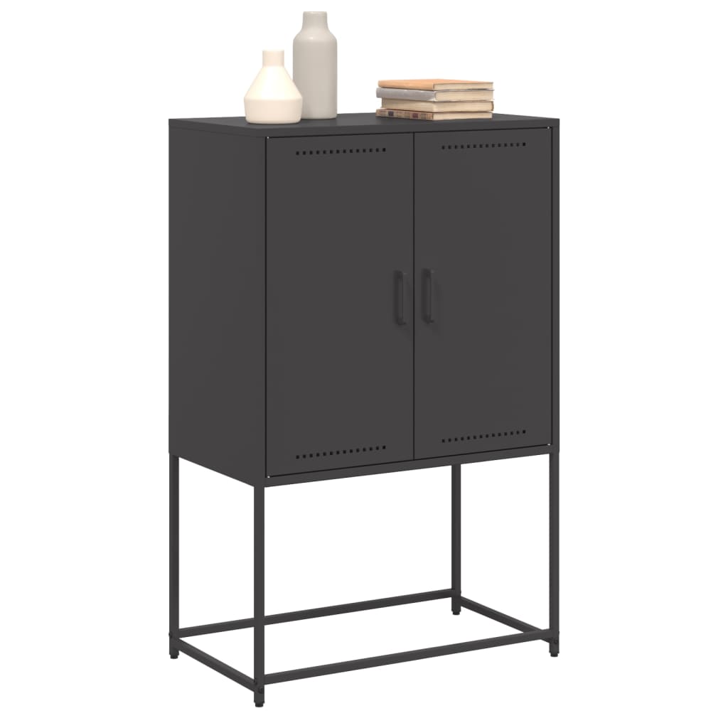 Buffet haut noir 68,5x38,5x107 cm acier - XIOS
