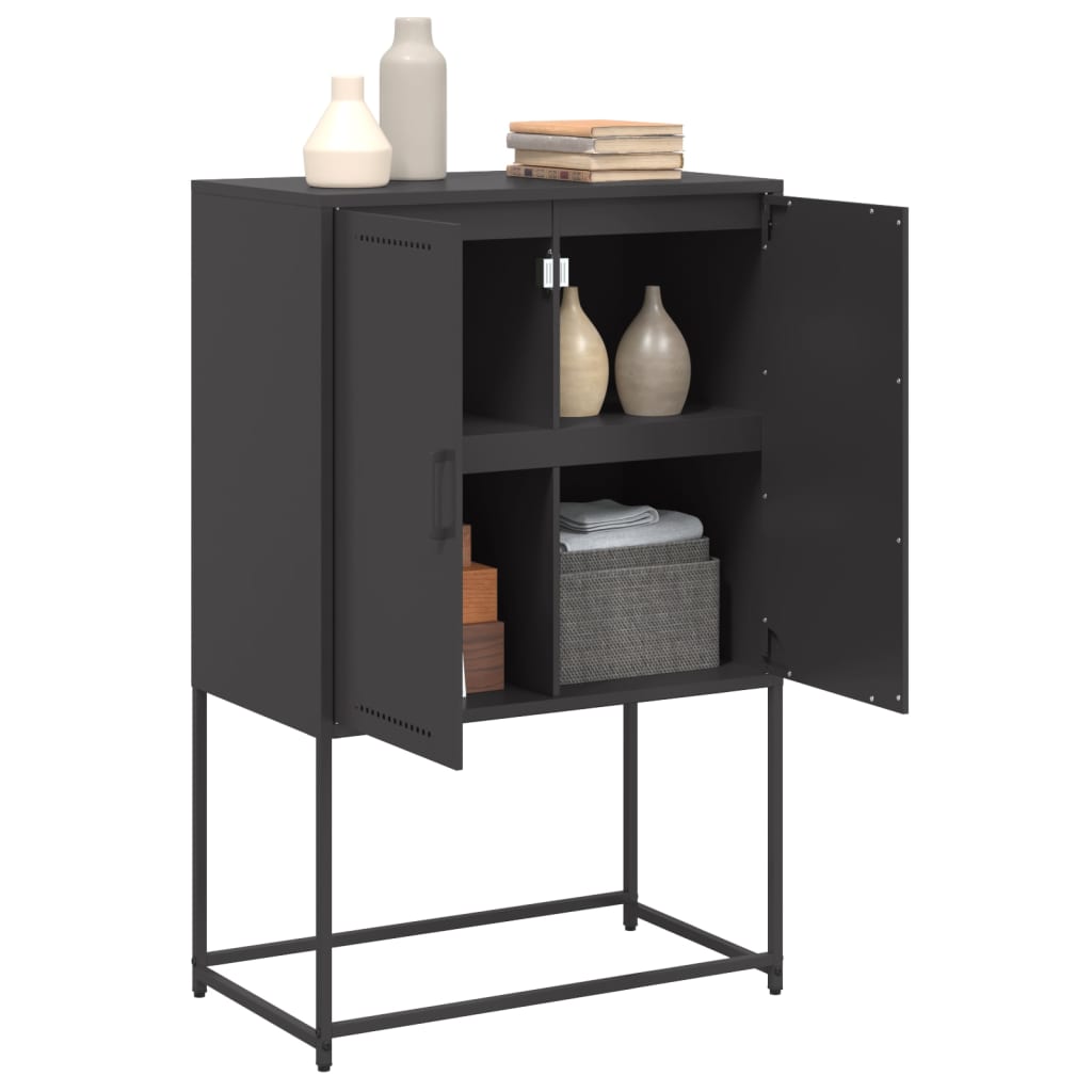 Buffet haut noir 68,5x38,5x107 cm acier - XIOS