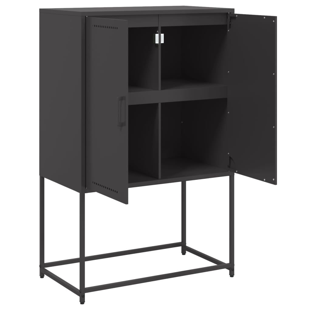 Buffet haut noir 68,5x38,5x107 cm acier - XIOS