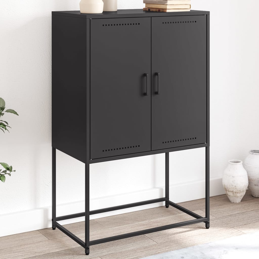 Buffet haut noir 68,5x38,5x107 cm acier - XIOS