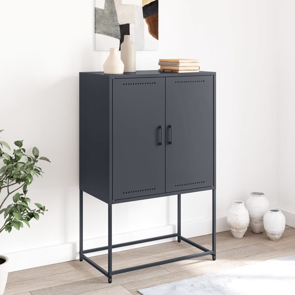 Buffet haut anthracite 68,5x38,5x107 cm acier - XIOS