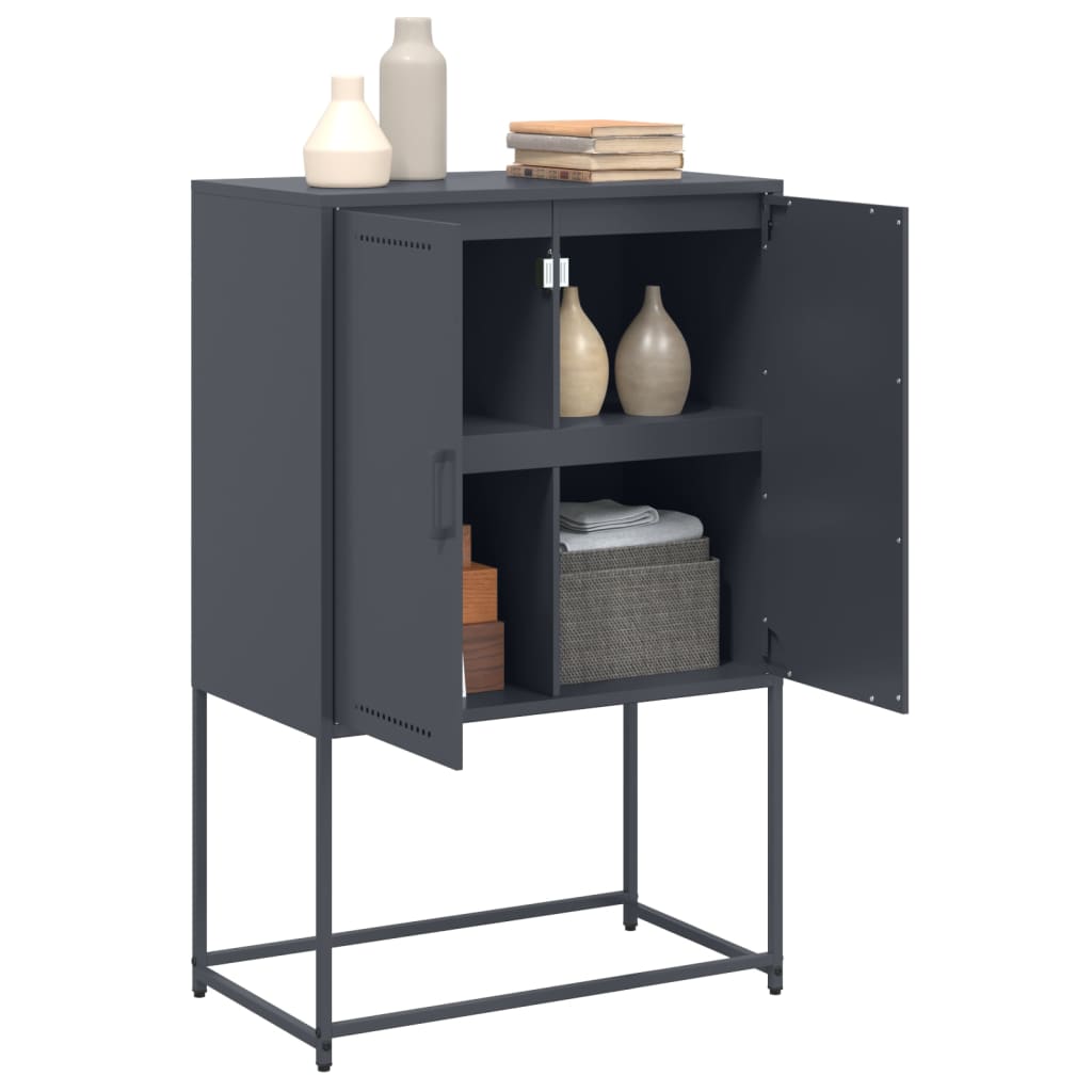 Buffet haut anthracite 68,5x38,5x107 cm acier - XIOS