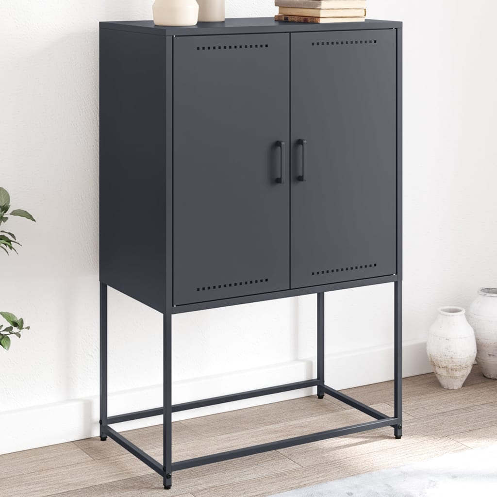 Buffet haut anthracite 68,5x38,5x107 cm acier - XIOS