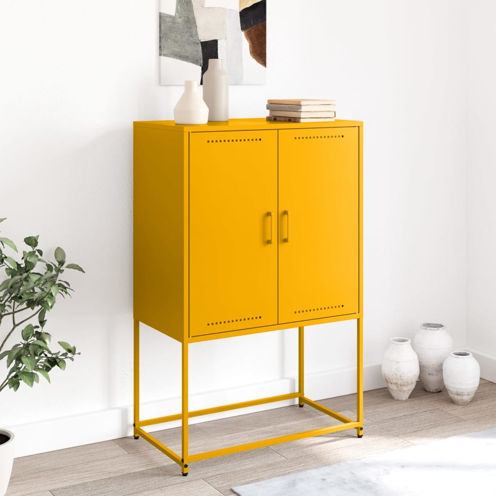 Buffet haut jaune moutarde 68,5x38,5x107 cm acier - XIOS